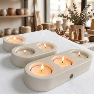 Ivory Candle Holders Set